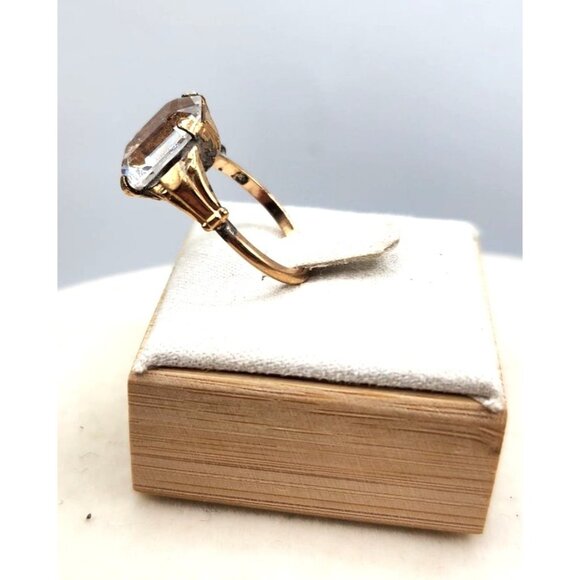 1/20  10KT GF Ring With Square Tinted Blue Faceted Stone -8 - Picture 4 of 6